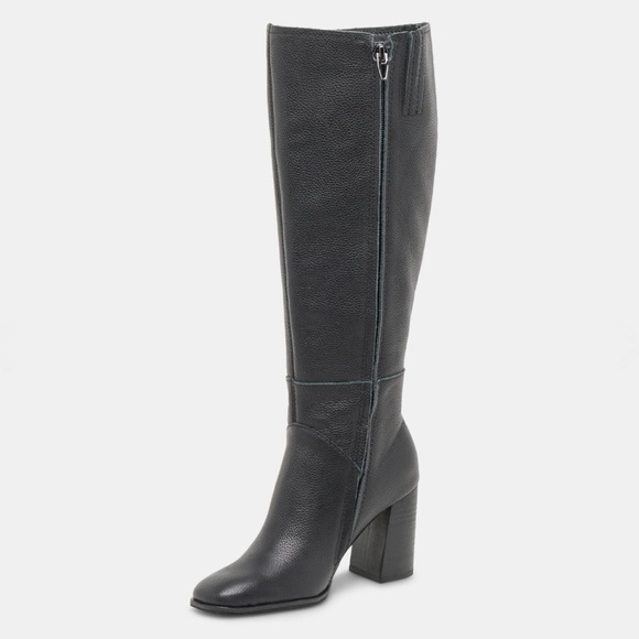 Dolce Vita Fynn Wide Calf Boots Onyx Leather - Picture 3 of 9